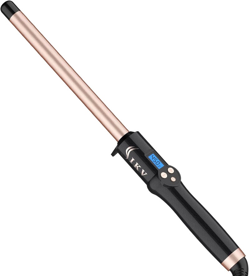IKV 3/4 Inch Curling Wand for Long Hair,Long Barrel Curling Iron Wand for Beach Waves,Dual Voltage Hair Curling Iron Ceramic Thin Barrel - Image 1